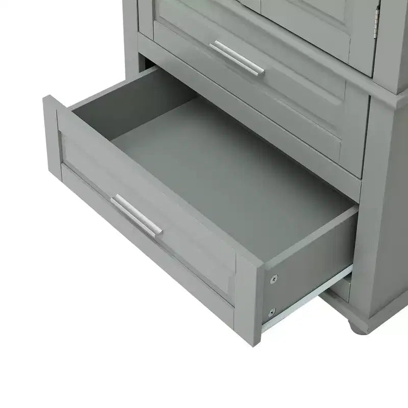 Tall Storage Cabinet with 2 Drawers & Adjustable Shelves, Waterproof MDF, Anti-Tip