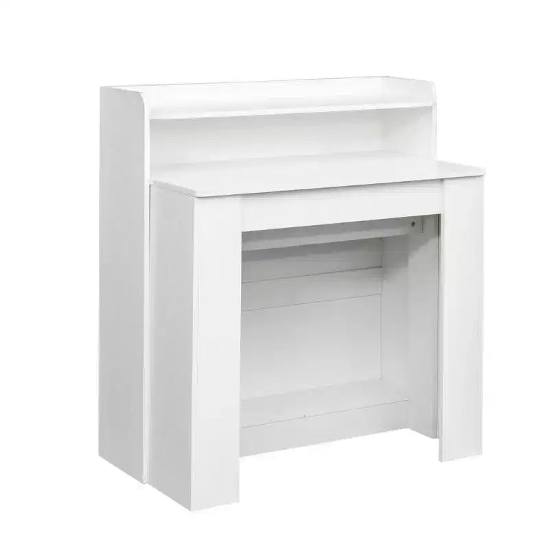 95 Inch Modern Multifunctional Dining Table, Extendable and Foldable with Storage, White, for Living or Dining Room