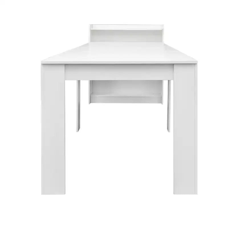 95 Inch Modern Multifunctional Dining Table, Extendable and Foldable with Storage, White, for Living or Dining Room