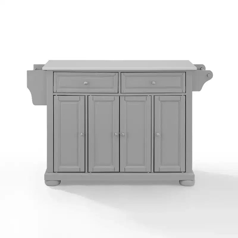 36" Metal Kitchen Island with 3 Doors and 3 Open Shelves
