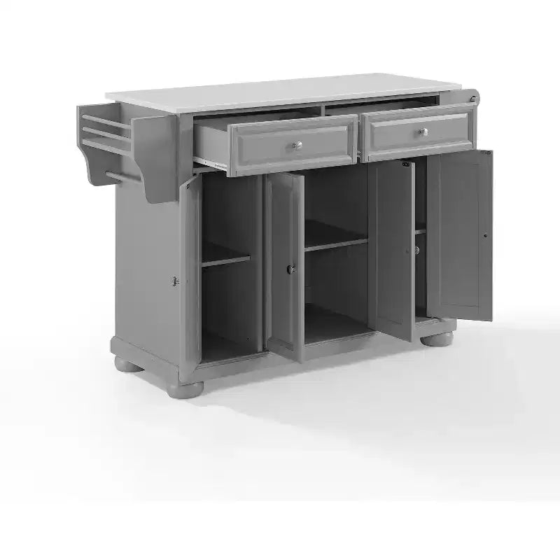 36" Metal Kitchen Island with 3 Doors and 3 Open Shelves