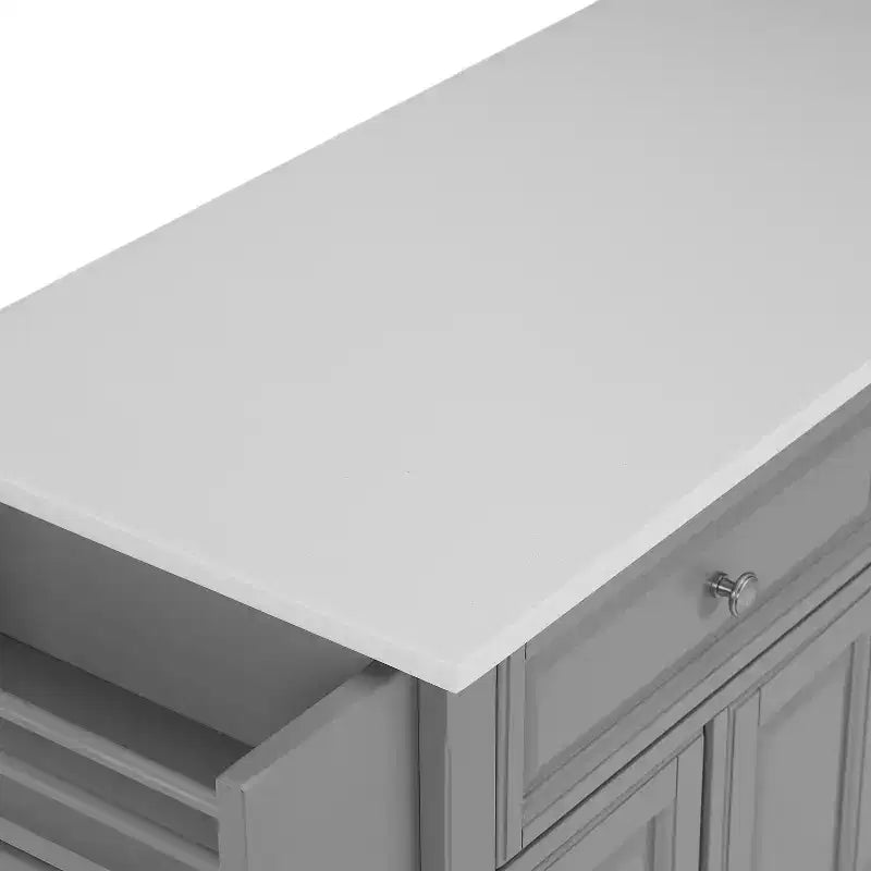 36" Metal Kitchen Island with 3 Doors and 3 Open Shelves
