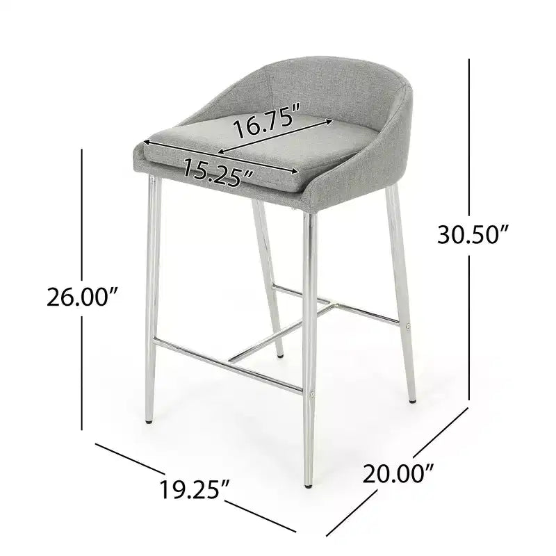 Bar Stool Chairs, Counter Stool Set of 2, Seating with Chrome Finish for Dining Room, Breakfast Nook Kitchen Island Bar Living Room