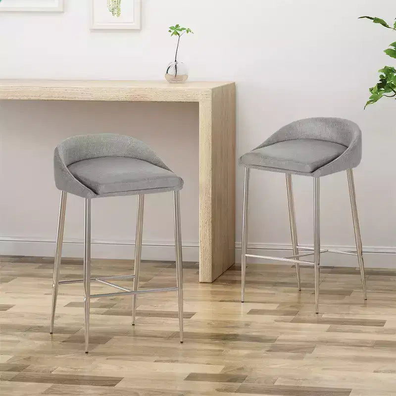 Bar Stool Chairs, Counter Stool Set of 2, Seating with Chrome Finish for Dining Room, Breakfast Nook Kitchen Island Bar Living Room