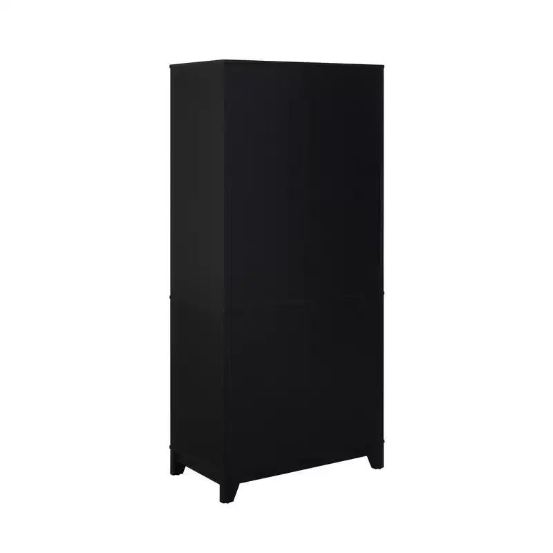 71" Modern Cane Bookcase with Soft-Close Doors, Adjustable Shelves & MDF Frame