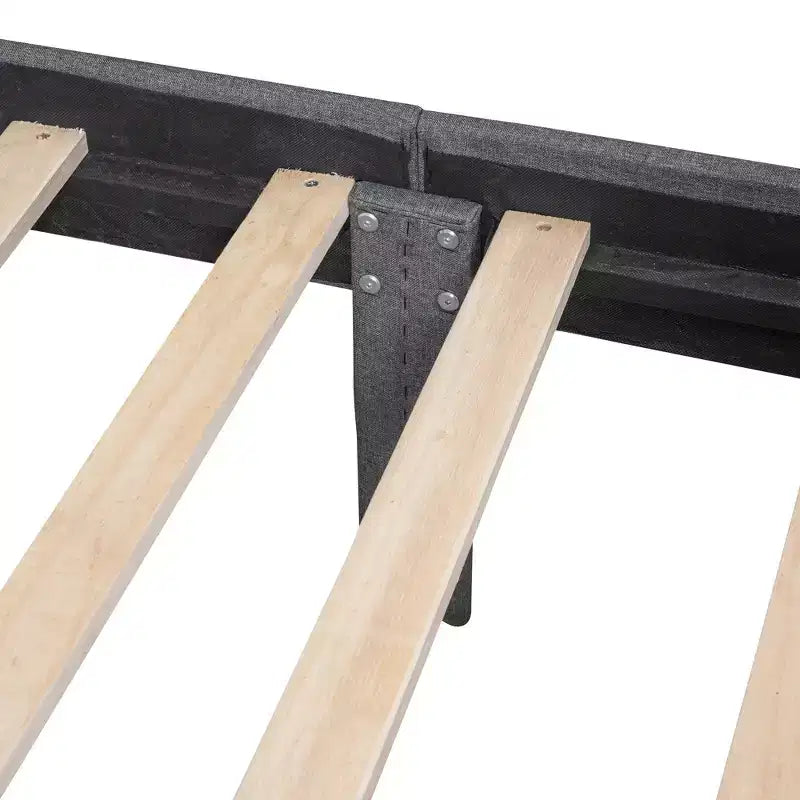 Twin Size Upholstered Platform Bed with 2 Storage Drawers, Twin Wooden Bed Frame for Bedroom