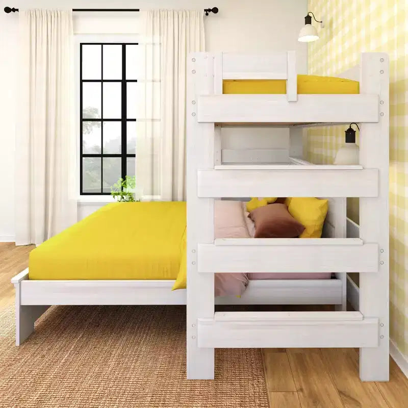 Farmhouse Twin Over Panel Queen L-Shaped Bunk Bed