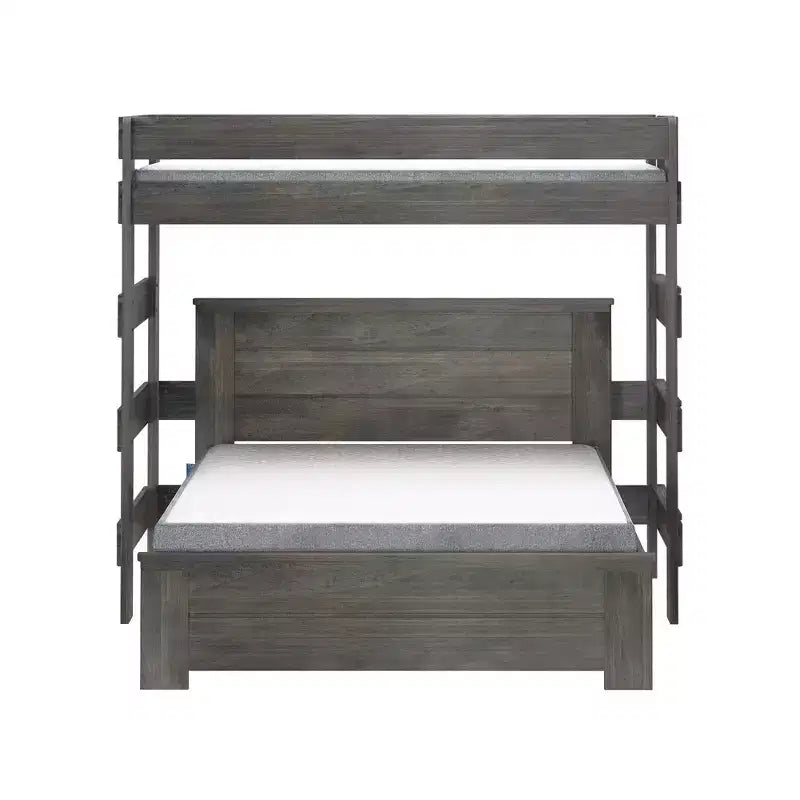 Farmhouse Twin Over Panel Queen L-Shaped Bunk Bed