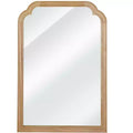 Natural Wood Color 24 x 36 Solid Wood Frame Rounded Corner Decorative Mirror, For Bedroom, Bathroom, Living Room, Entryway