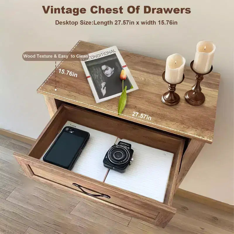 Chest of Dresser, Wood Vintage Dresser 5 Drawer, Tall Dressers for Closet, Dressers for Storage Organizer, for Closet Living Room, Kids Bedroom