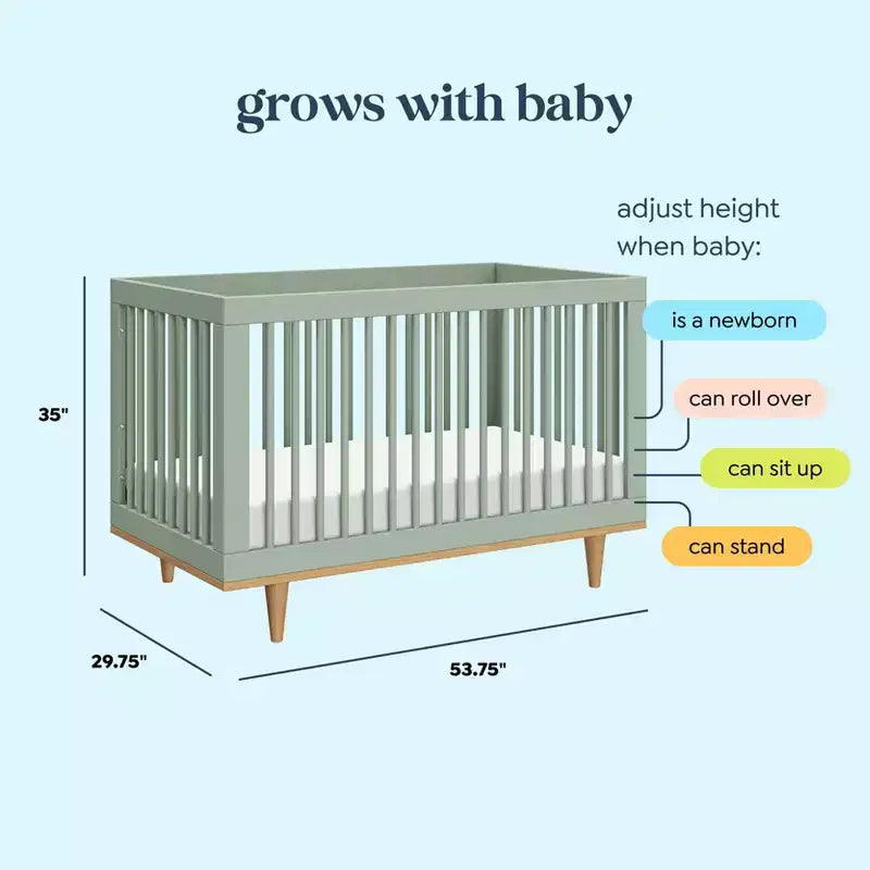 Marley 3-in-1 Convertible Crib, Grows with Your Child from Nursery to Toddler