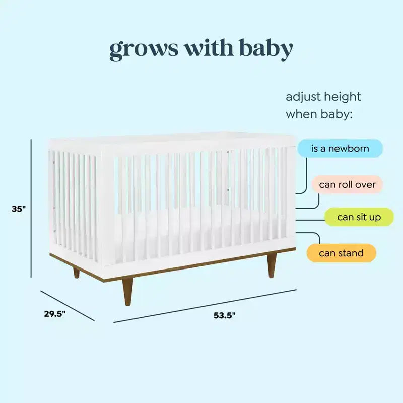 Marley 3-in-1 Convertible Crib, Grows with Your Child from Nursery to Toddler