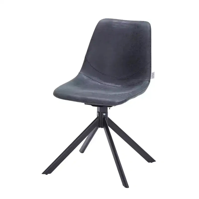 Swivel Leather Dining Side Chair with Iron Legs, Comfortable Accent Chair, Set of 4