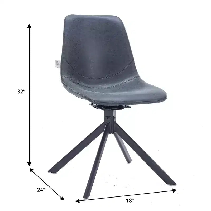 Swivel Leather Dining Side Chair with Iron Legs, Comfortable Accent Chair, Set of 4