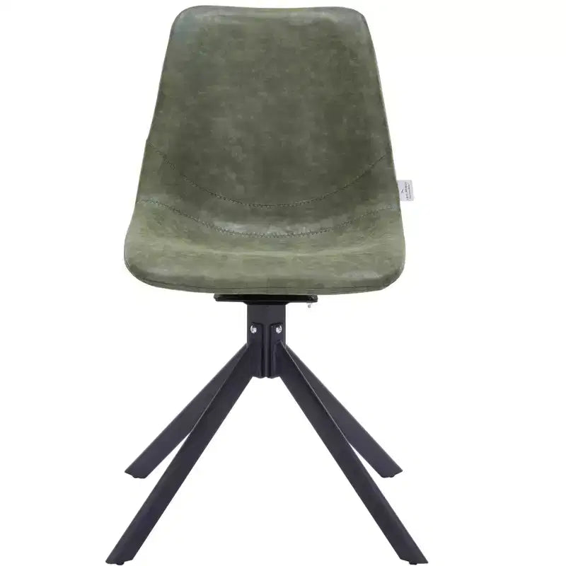 Swivel Leather Dining Side Chair with Iron Legs, Comfortable Accent Chair, Set of 4