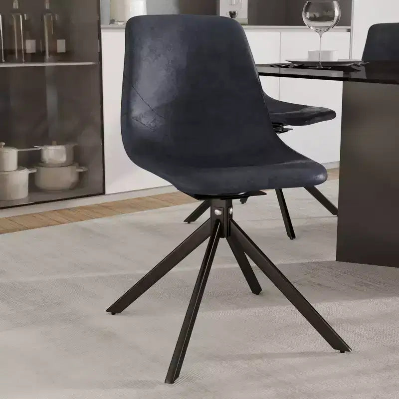 Swivel Leather Dining Side Chair with Iron Legs, Comfortable Accent Chair, Set of 4