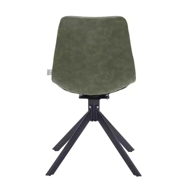 Swivel Leather Dining Side Chair with Iron Legs, Comfortable Accent Chair, Set of 4