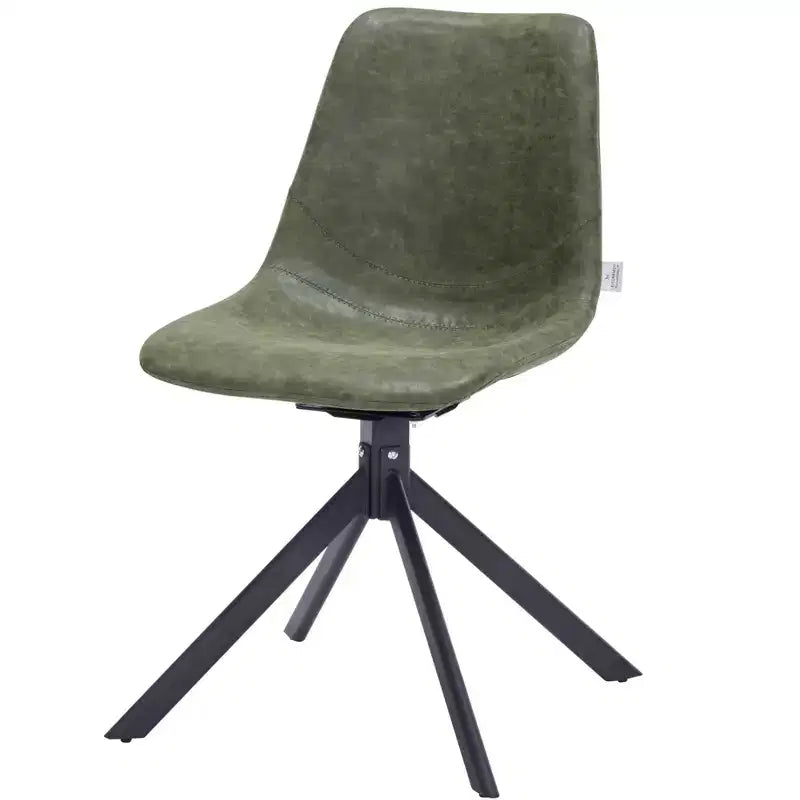 Swivel Leather Dining Side Chair with Iron Legs, Comfortable Accent Chair, Set of 4
