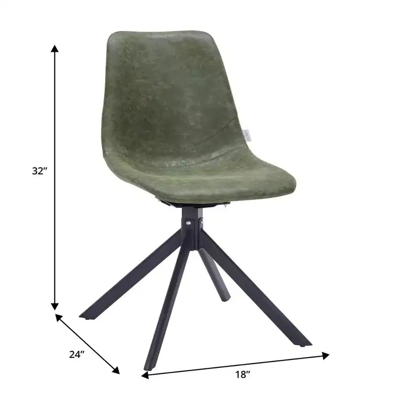Swivel Leather Dining Side Chair with Iron Legs, Comfortable Accent Chair, Set of 4