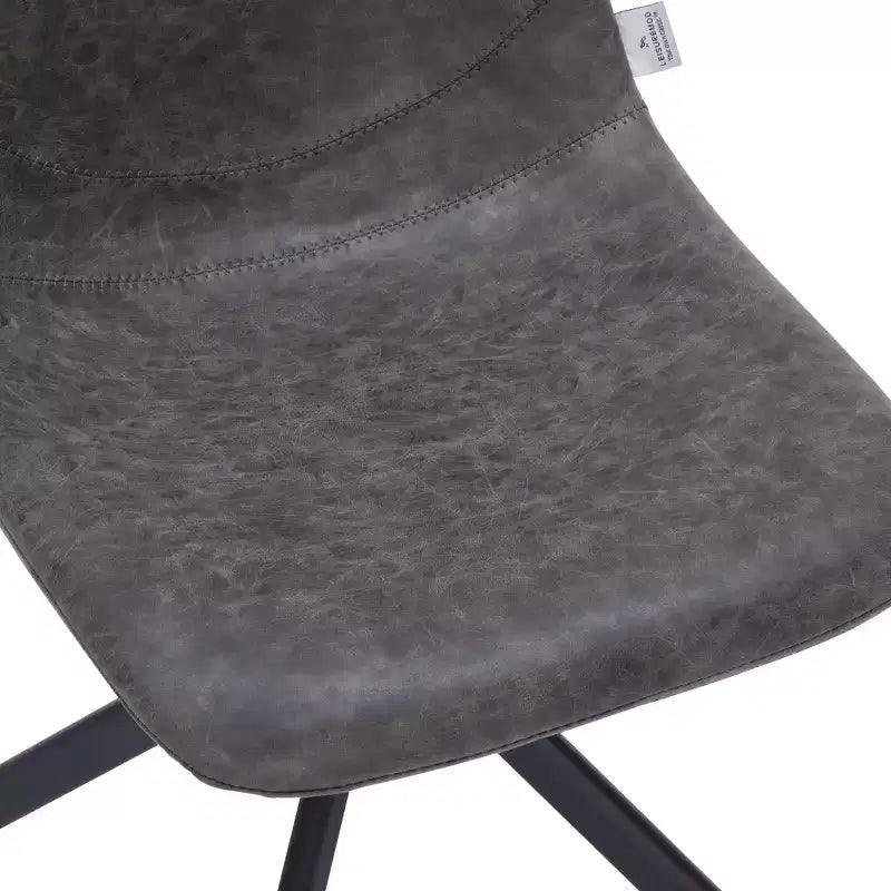 Swivel Leather Dining Side Chair with Iron Legs, Comfortable Accent Chair, Set of 4