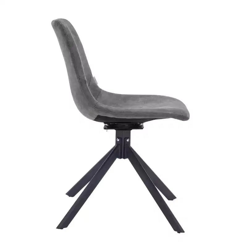 Swivel Leather Dining Side Chair with Iron Legs, Comfortable Accent Chair, Set of 4