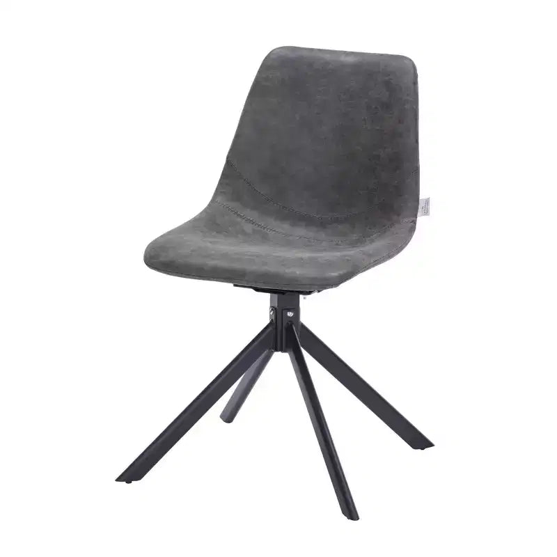 Swivel Leather Dining Side Chair with Iron Legs, Comfortable Accent Chair, Set of 4