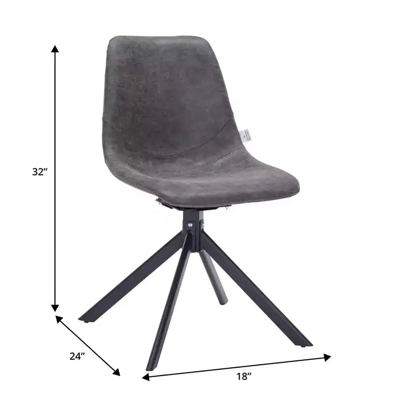 Swivel Leather Dining Side Chair with Iron Legs, Comfortable Accent Chair, Set of 4