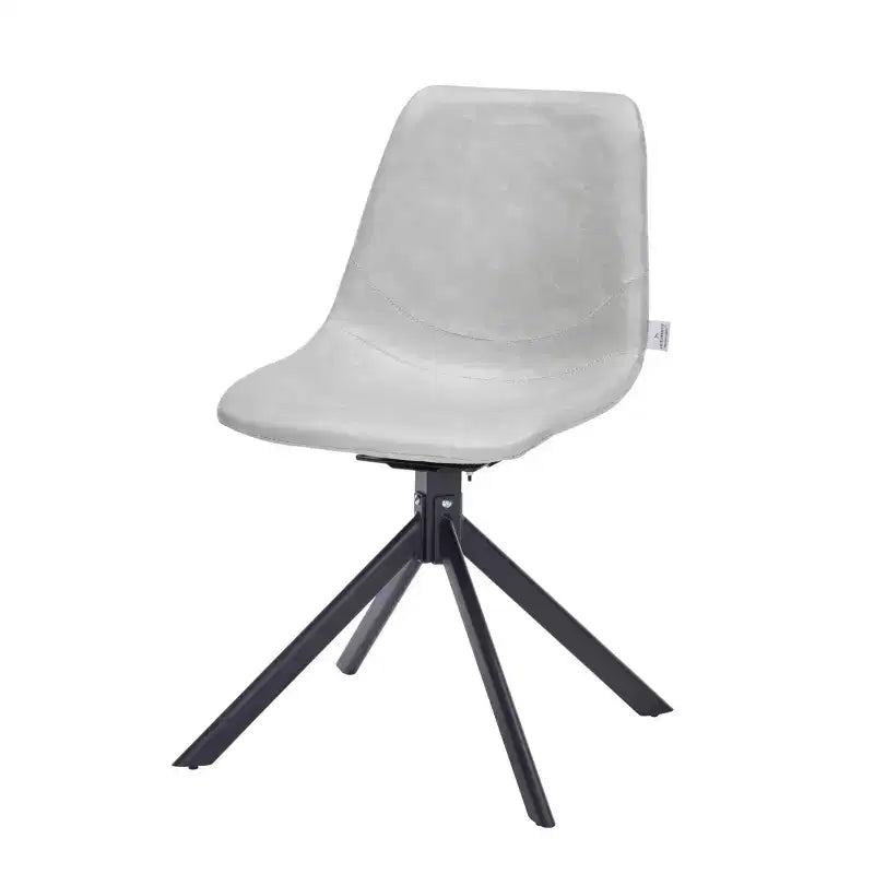 Swivel Leather Dining Side Chair with Iron Legs, Comfortable Accent Chair, Set of 4