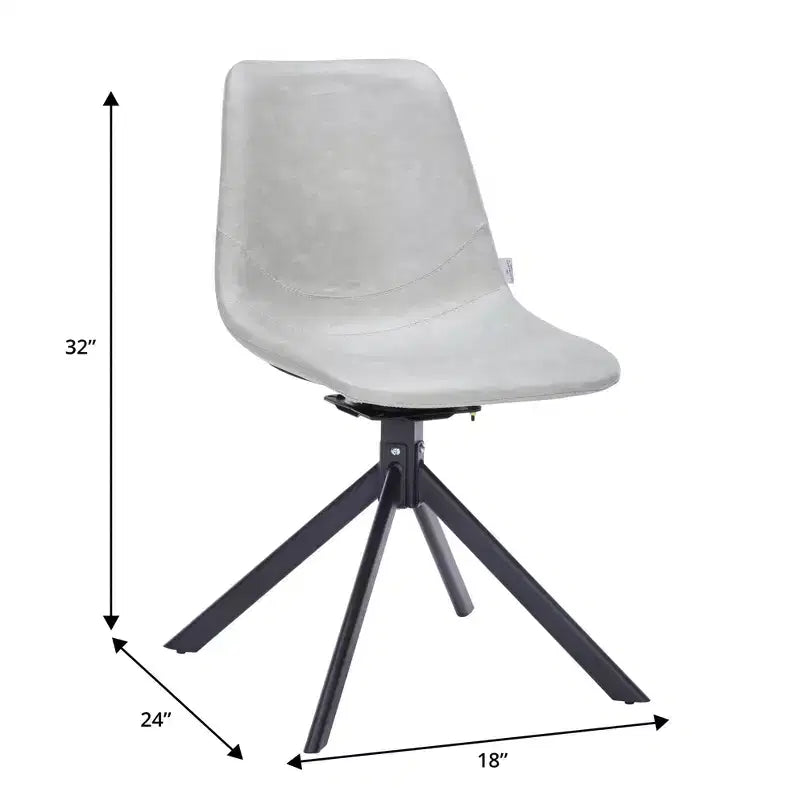 Swivel Leather Dining Side Chair with Iron Legs, Comfortable Accent Chair, Set of 4