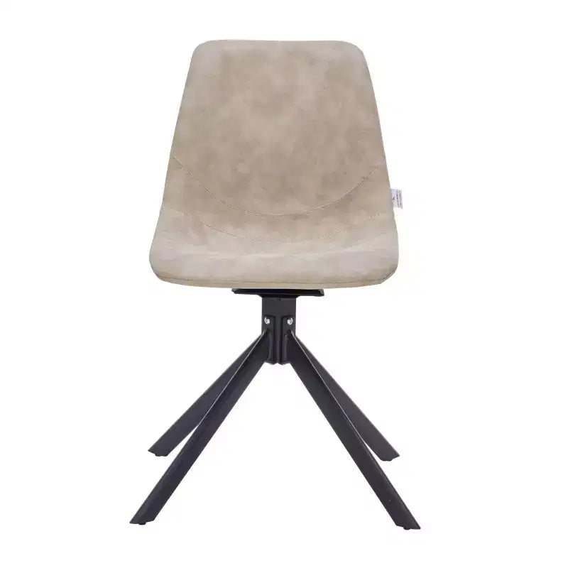 Swivel Leather Dining Side Chair with Iron Legs, Comfortable Accent Chair, Set of 4