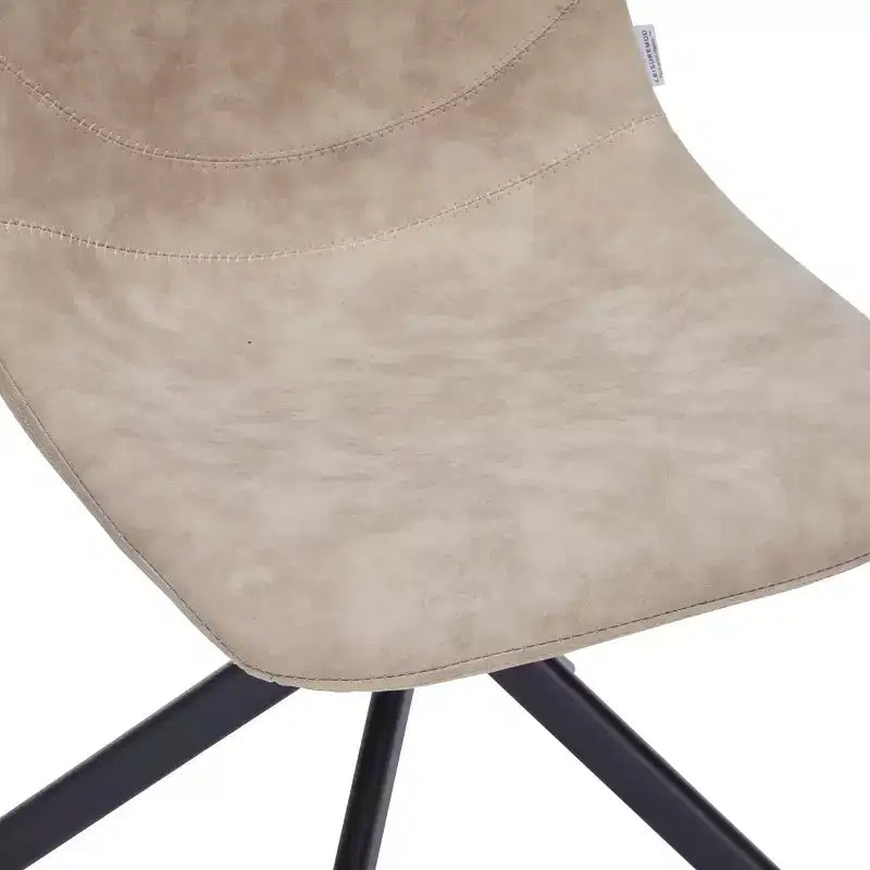 Swivel Leather Dining Side Chair with Iron Legs, Comfortable Accent Chair, Set of 4