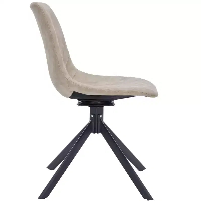 Swivel Leather Dining Side Chair with Iron Legs, Comfortable Accent Chair, Set of 4