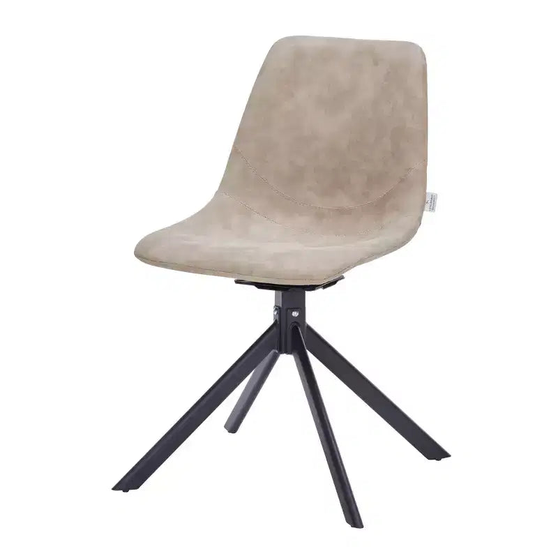 Swivel Leather Dining Side Chair with Iron Legs, Comfortable Accent Chair, Set of 4