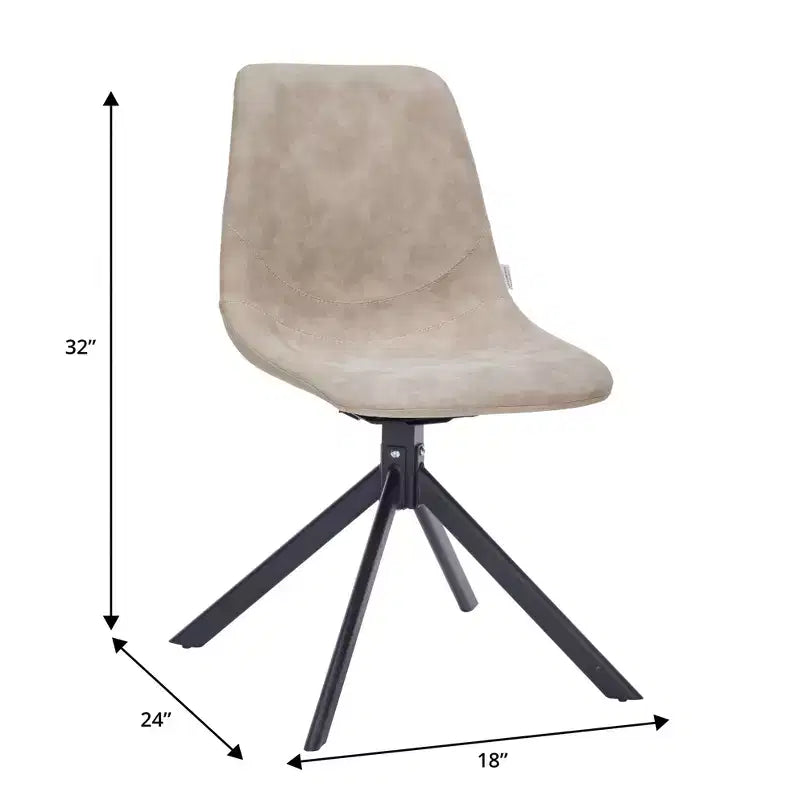 Swivel Leather Dining Side Chair with Iron Legs, Comfortable Accent Chair, Set of 4
