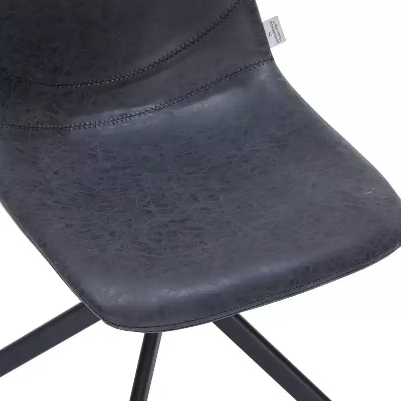 Swivel Leather Dining Side Chair with Iron Legs, Comfortable Accent Chair, Set of 4