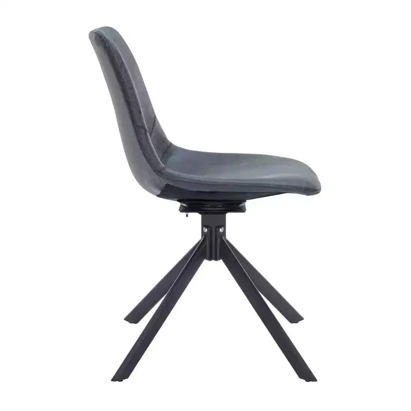 Swivel Leather Dining Side Chair with Iron Legs, Comfortable Accent Chair, Set of 4