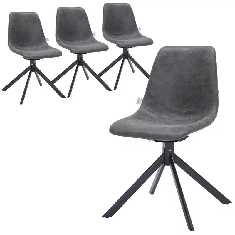 Swivel Leather Dining Side Chair with Iron Legs, Comfortable Accent Chair, Set of 4