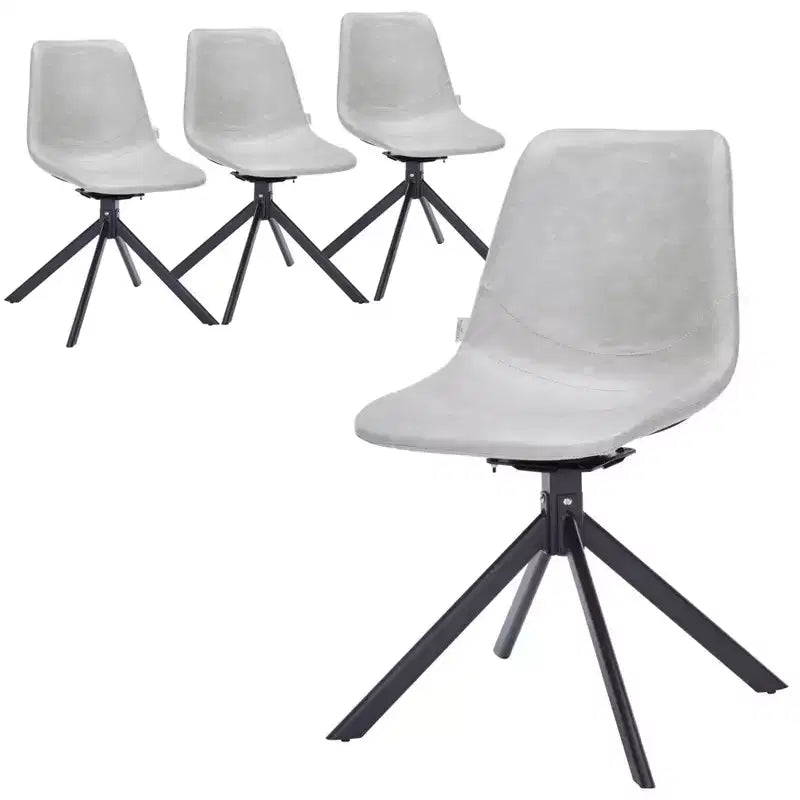 Swivel Leather Dining Side Chair with Iron Legs, Comfortable Accent Chair, Set of 4