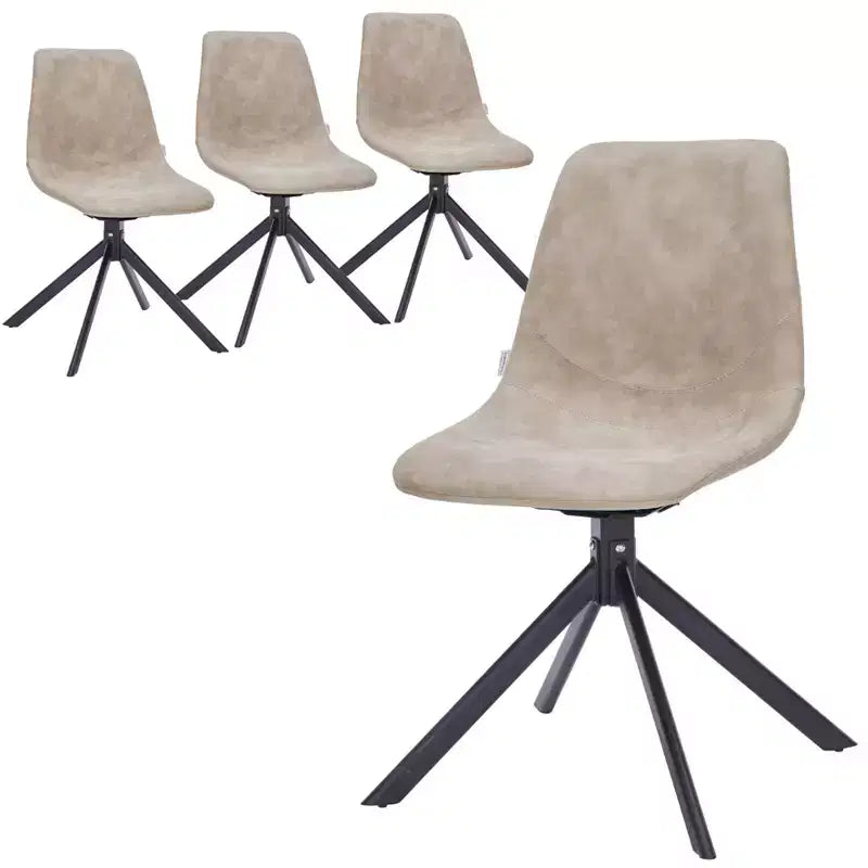 Swivel Leather Dining Side Chair with Iron Legs, Comfortable Accent Chair, Set of 4