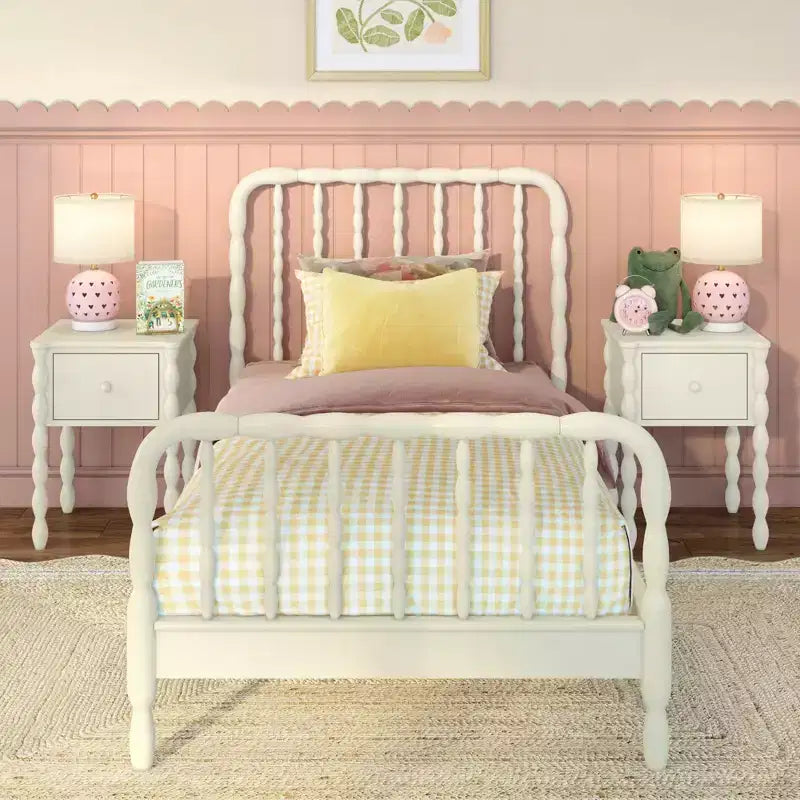 Jenny Lind Twin Bed Frame with Classic Spindle Headboard & Footboard