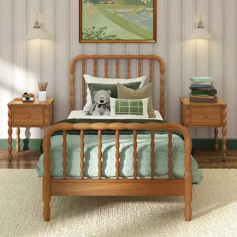 Jenny Lind Twin Bed Frame with Classic Spindle Headboard & Footboard