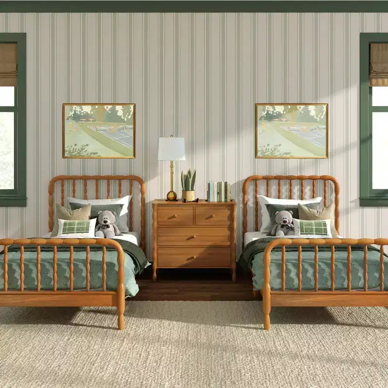 Jenny Lind Twin Bed Frame with Classic Spindle Headboard & Footboard