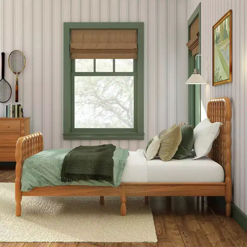 Jenny Lind Twin Bed Frame with Classic Spindle Headboard & Footboard