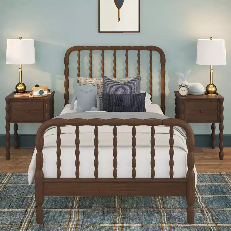 Jenny Lind Twin Bed Frame with Classic Spindle Headboard & Footboard