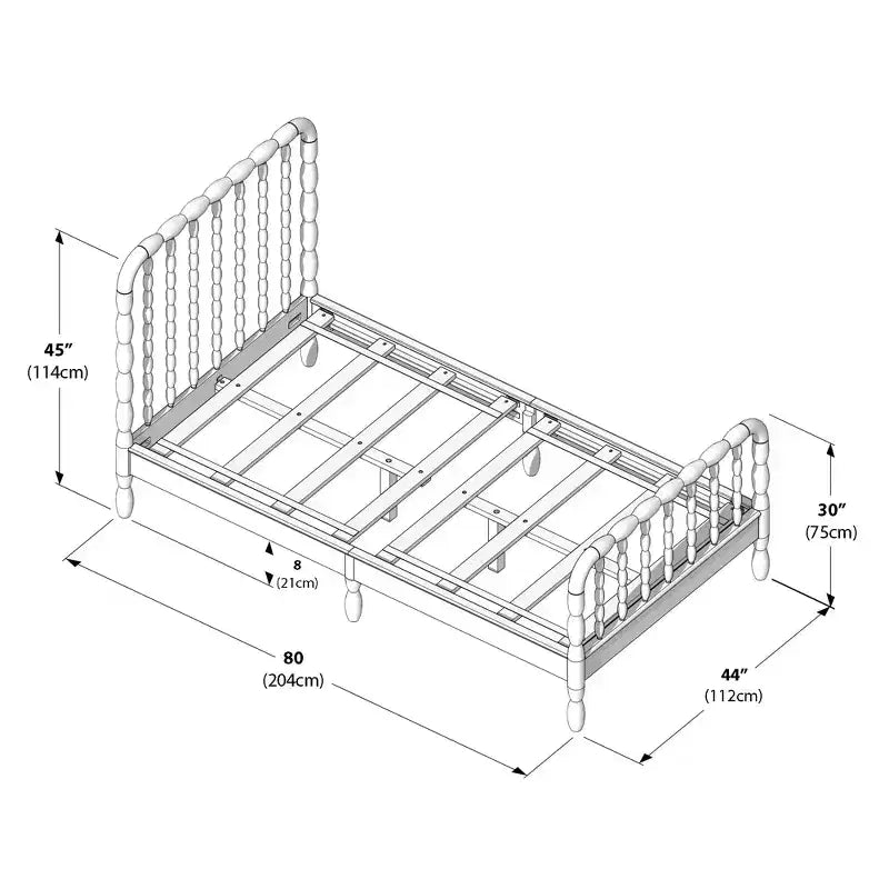 Jenny Lind Twin Bed Frame with Classic Spindle Headboard & Footboard