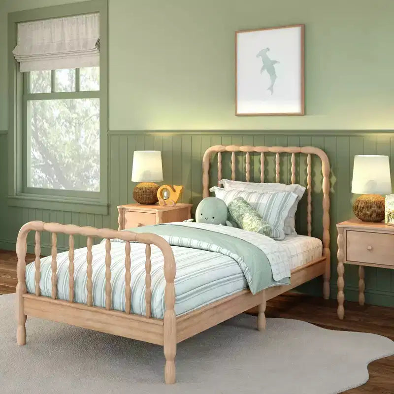 Jenny Lind Twin Bed Frame with Classic Spindle Headboard & Footboard