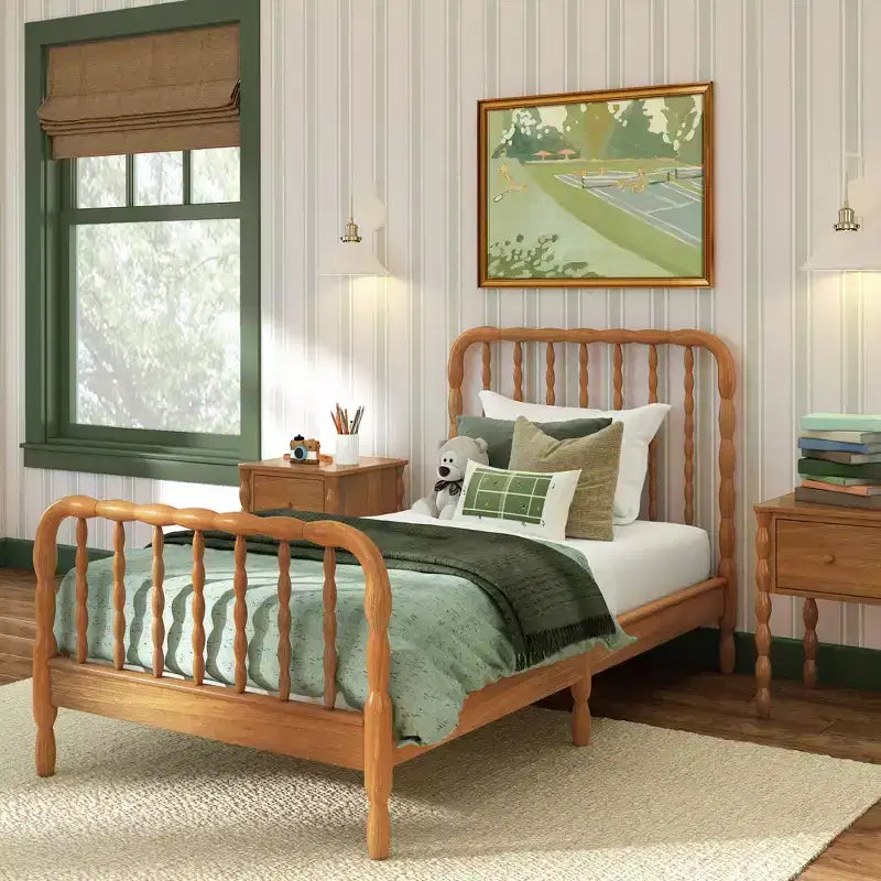Jenny Lind Twin Bed Frame with Classic Spindle Headboard & Footboard