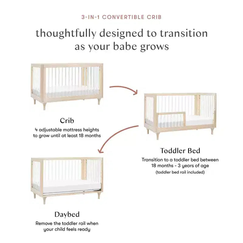 Lolly 3-in-1 Convertible Crib with Toddler Bed Conversion Kit
