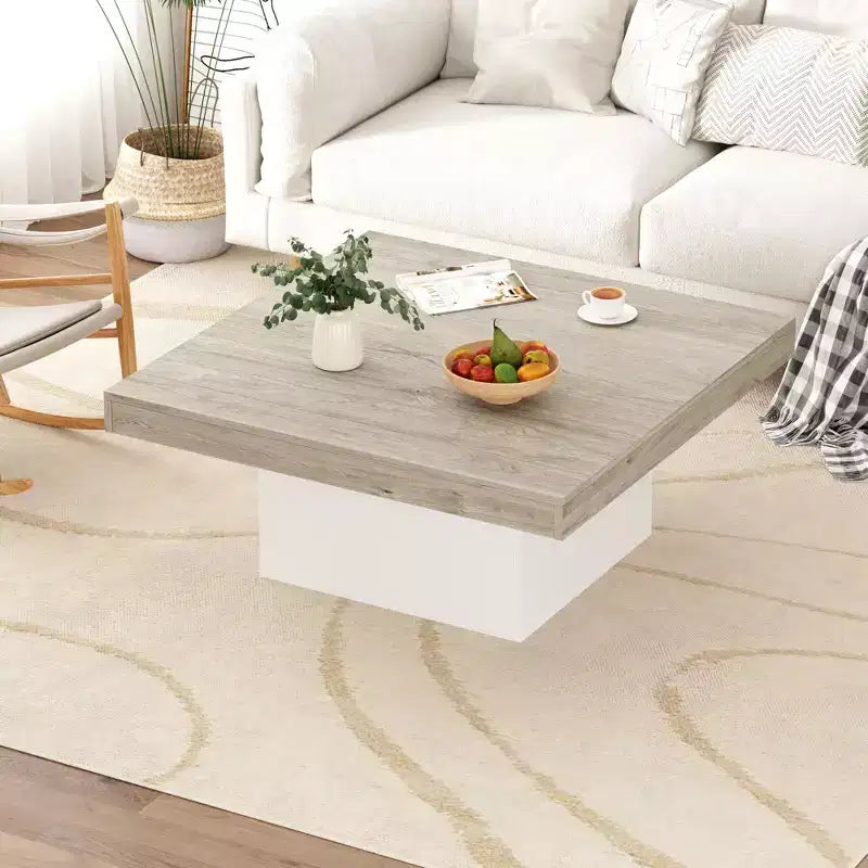 Square coffee table, 35 inches, modern style, suitable for home offices, apartments, reading rooms, easy to assemble.
