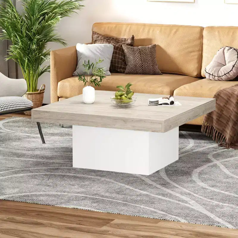 Square coffee table, 35 inches, modern style, suitable for home offices, apartments, reading rooms, easy to assemble.